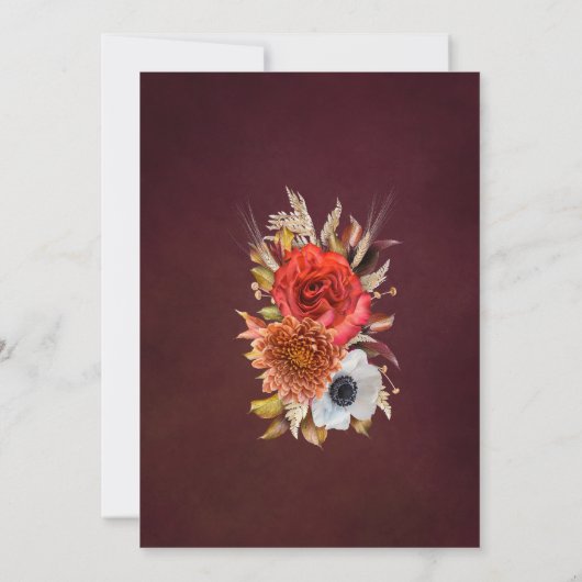 Burgundy Fall Blume Elegantes Skript 80. Geburtsta Einladung (Rückseite)