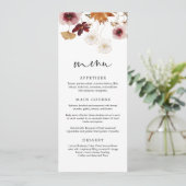 Burgundy Fall Boho Blumenkarte Einladung (Stehend Vorderseite)