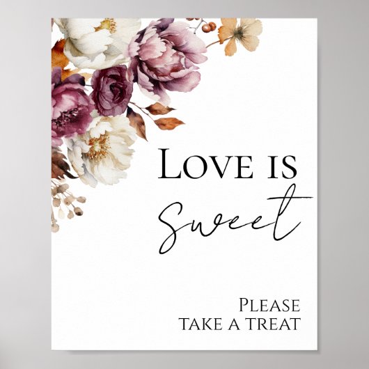 Burgundy Fall Brautparty Liebe ist süß Zeichen Poster (Vorne)