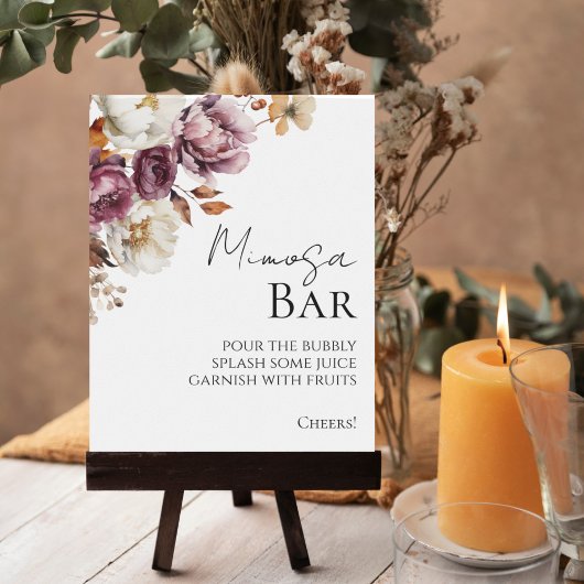 Burgundy Fall Brautparty Mimosa Bar Sign Poster