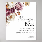 Burgundy Fall Brautparty Mimosa Bar Sign Poster (Vorne)