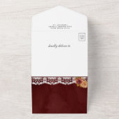 Burgundy Fall Dahlia Mason Jar QR Code Wedding All In One Einladung (Außenbereich)
