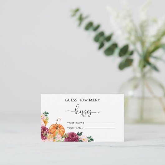 Burgundy Fall erraten, wie viele Küsse Bridgame Begleitkarte (Stehend Vorderseite)