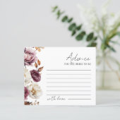 Burgundy Fall Floral Brautparty Advisor Cards (Stehend Vorderseite)