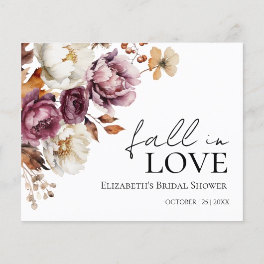 Burgundy Fall Floral Brautparty Advisor Cards (Rückseite)