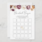 Burgundy Fall Floral Brautparty Bingcard Einladung (Vorderseite)