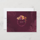 Burgundy Fall Floral Elegant Bold Wedding RSVP Karte (Rückseite)