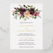 Burgundy Fall Floral Elegante Hochzeit Folieneinladung (Vorderseite)