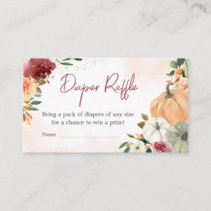 Burgundy Fall Floral Pumpkin Diaper Raffle Begleitkarte