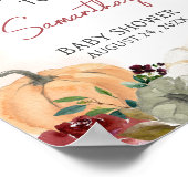 Burgundy Fall Floral Pumpkin Willkommen Poster (Ecke)