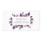 Burgundy Fall Floral Wedding Address Label (Vorne)
