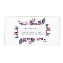 Burgundy Fall Floral Wedding Address Label