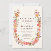 Burgundy Fall Floral Wedding Einladung (Vorderseite)