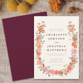 Burgundy Fall Floral Wedding Einladung