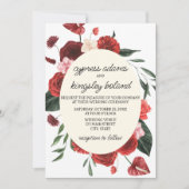 Burgundy Fall Floral Wedding Einladung (Vorderseite)