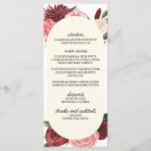Burgundy Fall Floral Wedding Menükarte (Vorderseite)