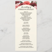 Burgundy Fall Floral Wedding Program Programm (Vorderseite)