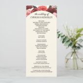 Burgundy Fall Floral Wedding Program Programm (Stehend Vorderseite)