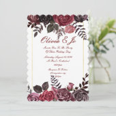 BURGUNDY FALL FLORAL WEDING INVITATION EINLADUNG (Stehend Vorderseite)
