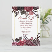 BURGUNDY FALL FLORAL WEDING INVITATION SAVE THE DATE (Stehend Vorderseite)
