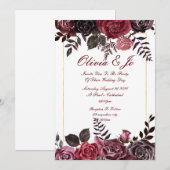BURGUNDY FALL FLORAL WEDING INVITATION SAVE THE DATE (Vorne/Hinten)