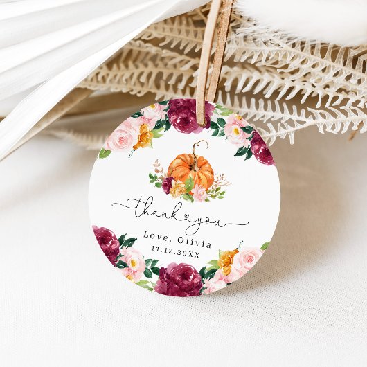 Burgundy Fall florale Little Kürbis vielen Dank Geschenkanhänger