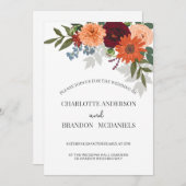 Burgundy Fall Garden Floral Wedding Einladung (Vorne/Hinten)