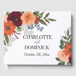 Burgundy Fall Garden Floral Wedding Gästebuch