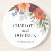  Burgundy Fall Garden Floral Wedding        Getränkeuntersetzer (Vorne)