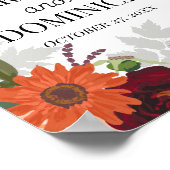 Burgundy Fall Garden Floral Wedding Poster (Ecke)