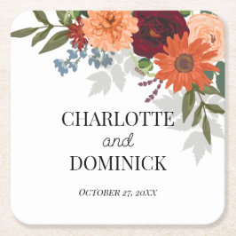 Burgundy Fall Garden Floral Wedding Rechteckiger Pappuntersetzer