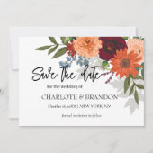 Burgundy Fall Garden Floral Wedding Save The Date (Vorderseite)