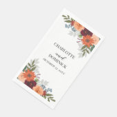 Burgundy Fall Garden Floral Wedding Serviette (Ecke)