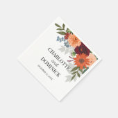 Burgundy Fall Garden Floral Wedding Serviette (Ecke)