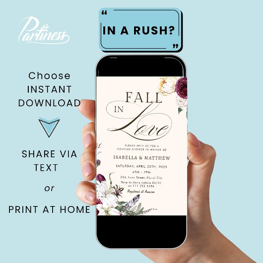 Burgundy Fall in Liebe Paares Polterabend Einladung