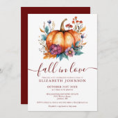 Burgundy Fall In Liebe Pumpkin Bridesmaier Luncheo Einladung (Vorne/Hinten)