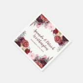 Burgundy Fall Marsala Blush Peony Wedding Napkins Serviette (Ecke)