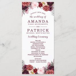 Burgundy Fall Marsala Blush Peony Wedings Programs Programm