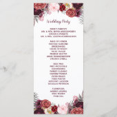 Burgundy Fall Marsala Blush Peony Wedings Programs Programm (Rückseite)