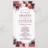 Burgundy Fall Marsala Blush Peony Wedings Programs Programm (Vorne/Hinten)