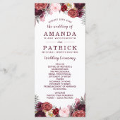 Burgundy Fall Marsala Blush Peony Wedings Programs Programm (Vorderseite)