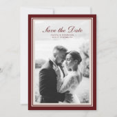 Burgundy Fall Photo Save the Date Card Einladung (Vorderseite)