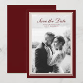 Burgundy Fall Photo Save the Date Card Einladung (Vorne/Hinten)