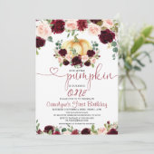 Burgundy Fall Pumpkin Geburtstag Einladung (Stehend Vorderseite)