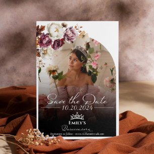 Burgundy Fall Quinceanera Foto Save the Date Einladung