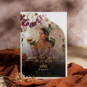 Burgundy Fall Quinceanera Foto Save the Date Real Folieneinladung