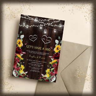 Burgundy Fall Sonnenblumen Holzstall I DO GRILLEN Einladung