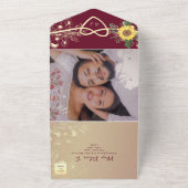 Burgundy Fall Sonnenblumenhochzeit All In One Einladung (Außenbereich)