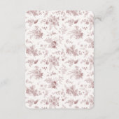 Burgundy Fall Toile De Jouy Diaper Einlage Begleitkarte (Rückseite)