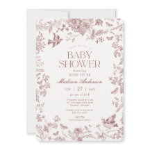 Burgundy Fall Toile De Jouy Floral Baby Dusche